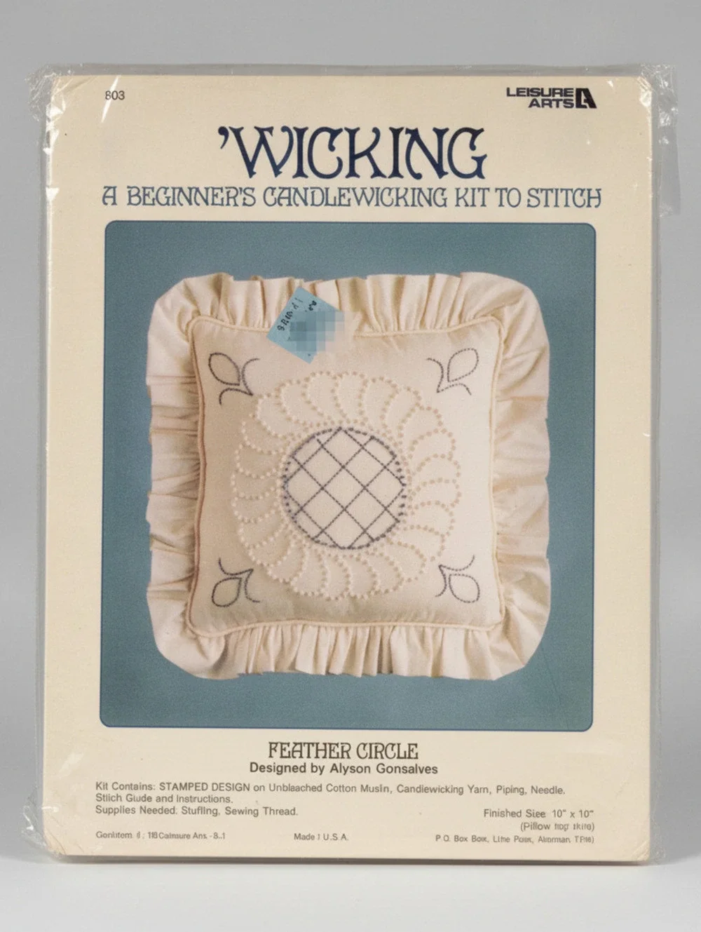 Leisure Arts 'Wicking' Beginner's Candlewicking Kit Feather Circle Design